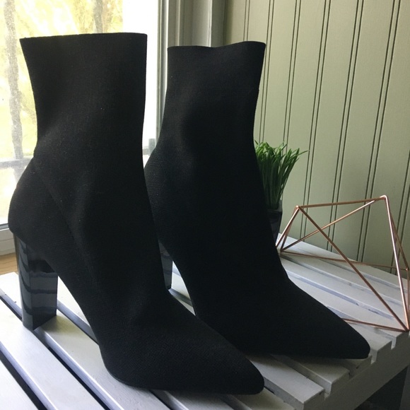 Asos black sock booties sz 9 wide - Picture 1 of 5
